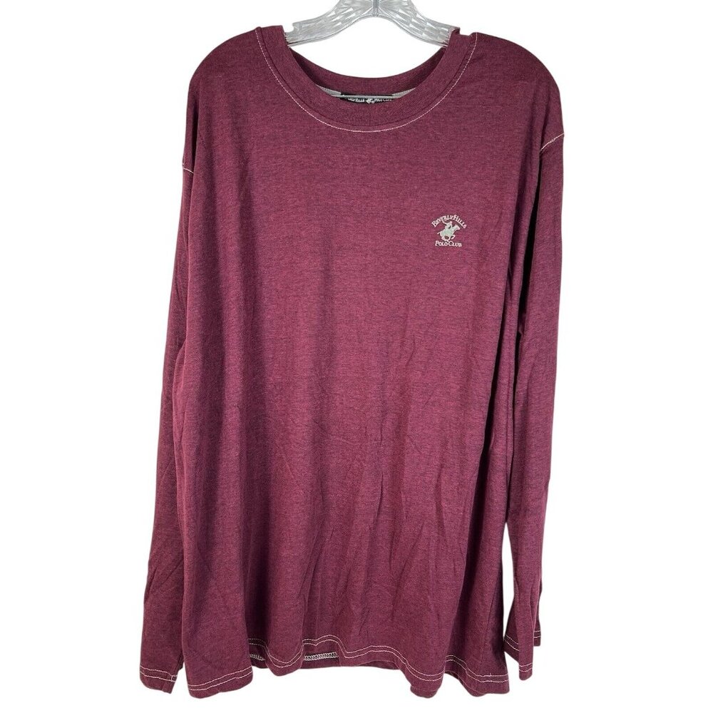 Beverly Hills Polo Club Men's 2XL Shirt Maroon Long Sleeve
